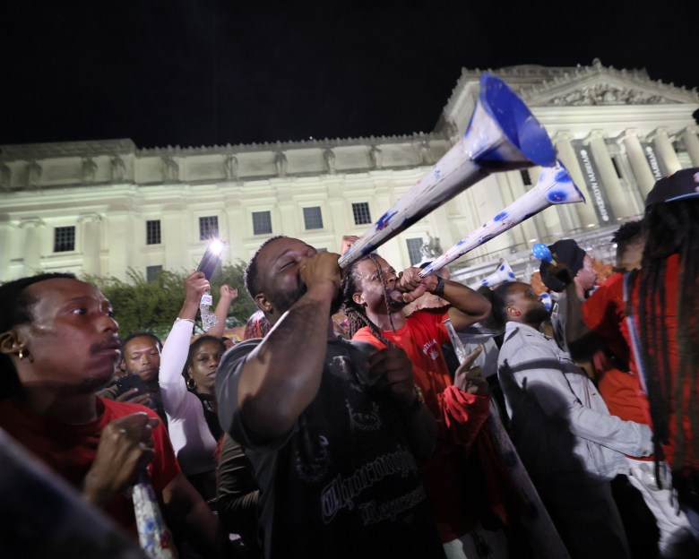 At 3 a.m., Plezi Rara turned the procession south toward its final destination at Prospect Park. Gabe, a Cape Verde native from New Bedford, Massachusetts, felt transported by the experience. The first-time participant said, “It could have been 1793, for me. It could have clearly been Boukman or Toussaint—That sound, those rhythms were putting together the social fabric that would pull off the Haitian Revolution.” Photo by Bill Farrington