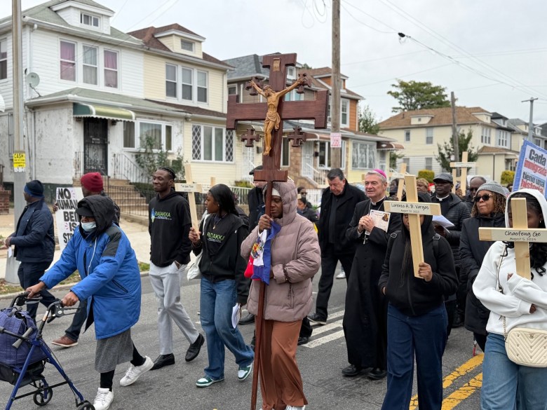 Participants during the procession through the streets of Flatbush on Saturday, October 17, 2026. 